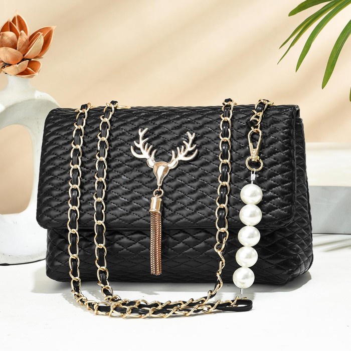 Tas Pesta Mewah Wanita Remaja Import Slempang Kondangan Elegan Branded - Black