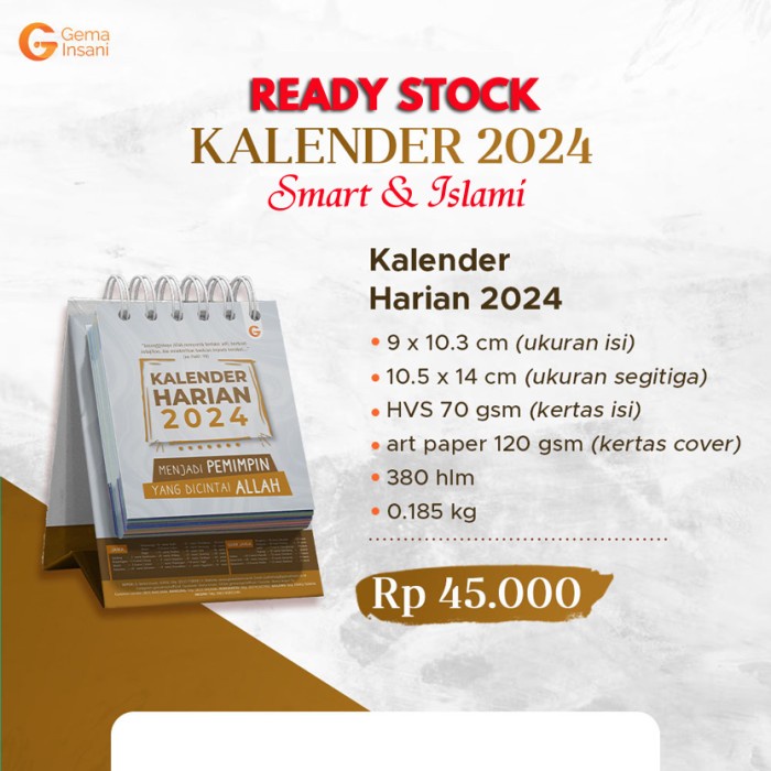 

Kalender Meja Harian Muslim 2024 | Quote Islami | Gema Insani
