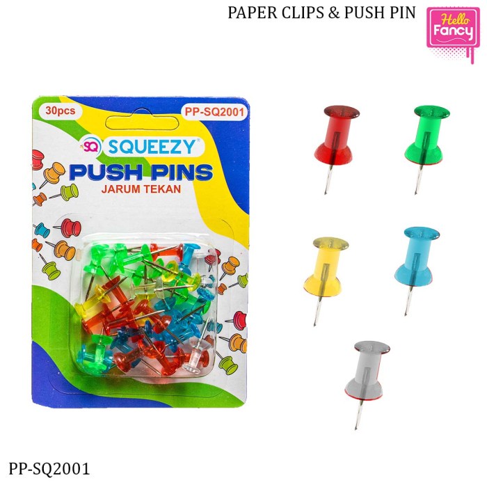 

SQUEEZY Push Pin / Jarum Tekan / Paku Pin Warna Warni PP-SQ2001