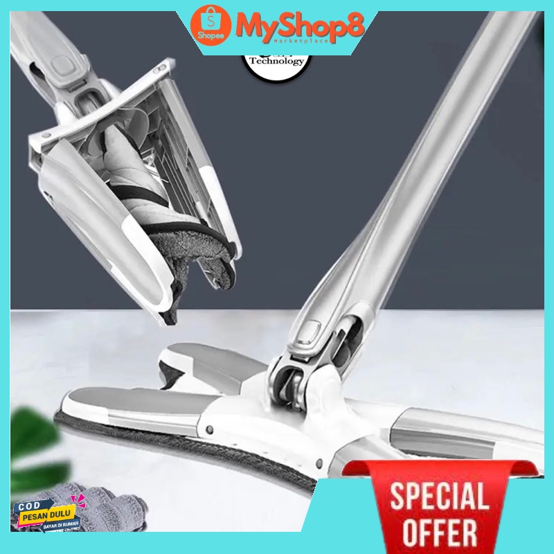 MOP Alat Pel peras Praktis mop magic bentuk Light X-shape Mop Putar Twist Mop Gagang Panjang