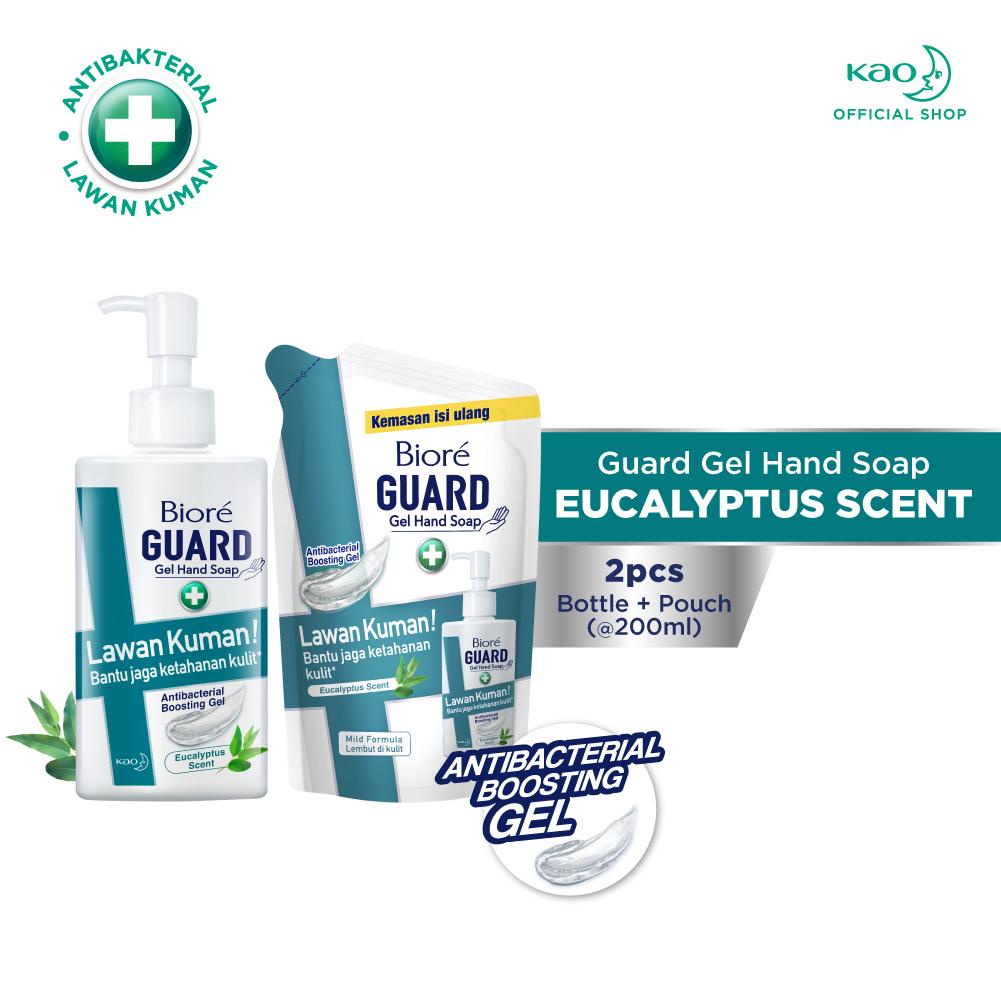 Biore GUARD Gel Hand Soap Eucalyptus Scent Botol 200 ml + Refill 200 ml