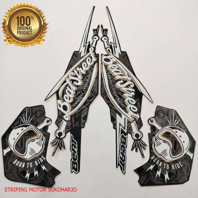 (ORI) striping honda beat street 2017 hitam kualitas original