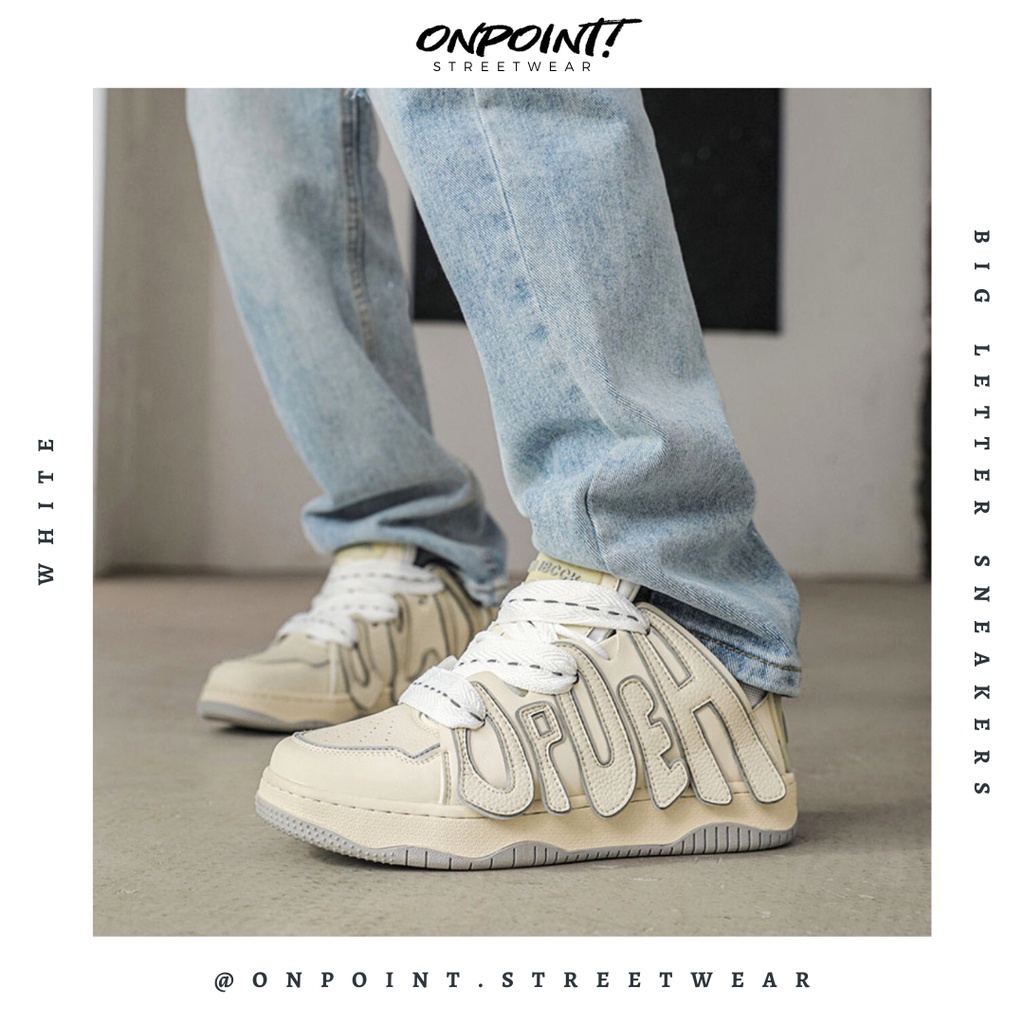 Big Letter Sneakers - sepatu sneakers pria korea original streetwear sneakers putih sepatu wanita ko