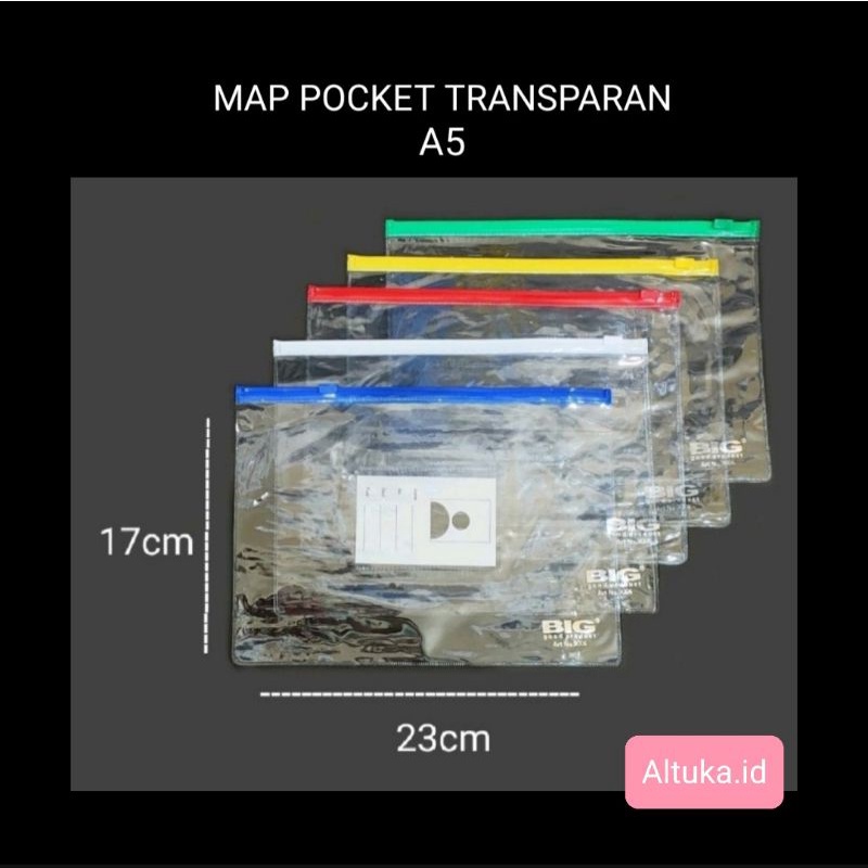 

Map Plastik Pocket File Zipper Ukuran A5 Transparan BIG 9006