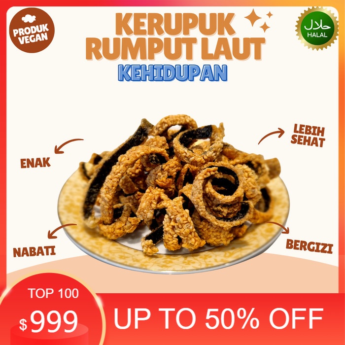 

Kerupuk Rumput Laut Kehidupan Vegan 115 Gram DD