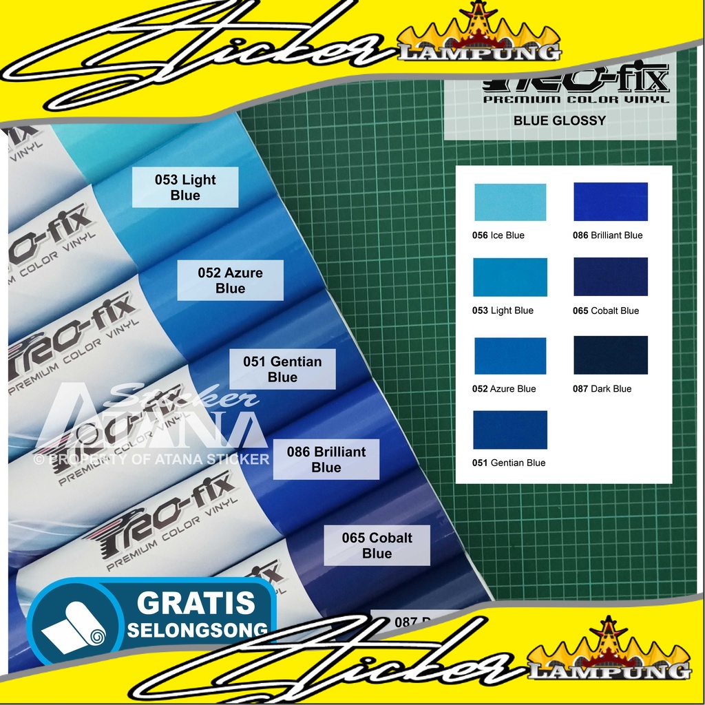 Skotlet Biru Glossy Scotlet Blue Tua Muda Stiker Langit Navy Metalik Sticker Gloss Kilap Decal Vinyl