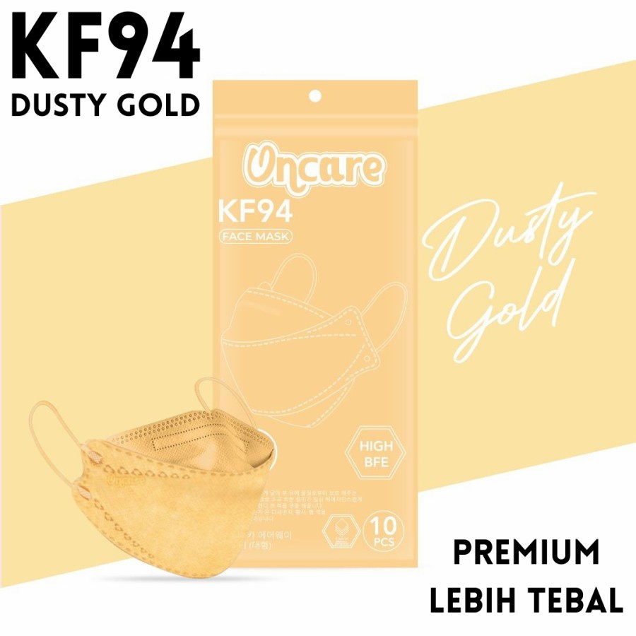 Masker KF94 ONCARE 5Ply Emboss Earloop Warna Dusty Gold Premium Korea Mask 1 Pack 10 Pcs