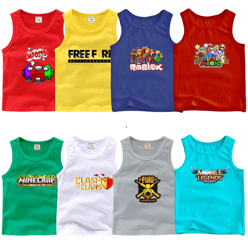 KAOS SINGLET ANAK KARAKTER GAME - ATASAN SINGLET CEWEK COWOK MOTIF - BAJU ANAK SINGLET 1-12TAHUN -KA