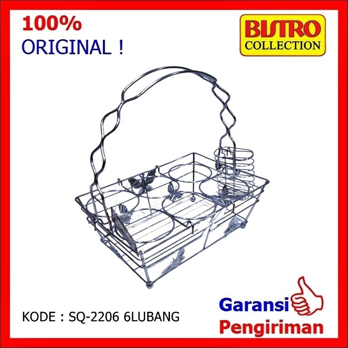 

Rak Aqua Wadah Aqua Mineral Stainless 6 Lubang Segi Bistro sq 06 Ori