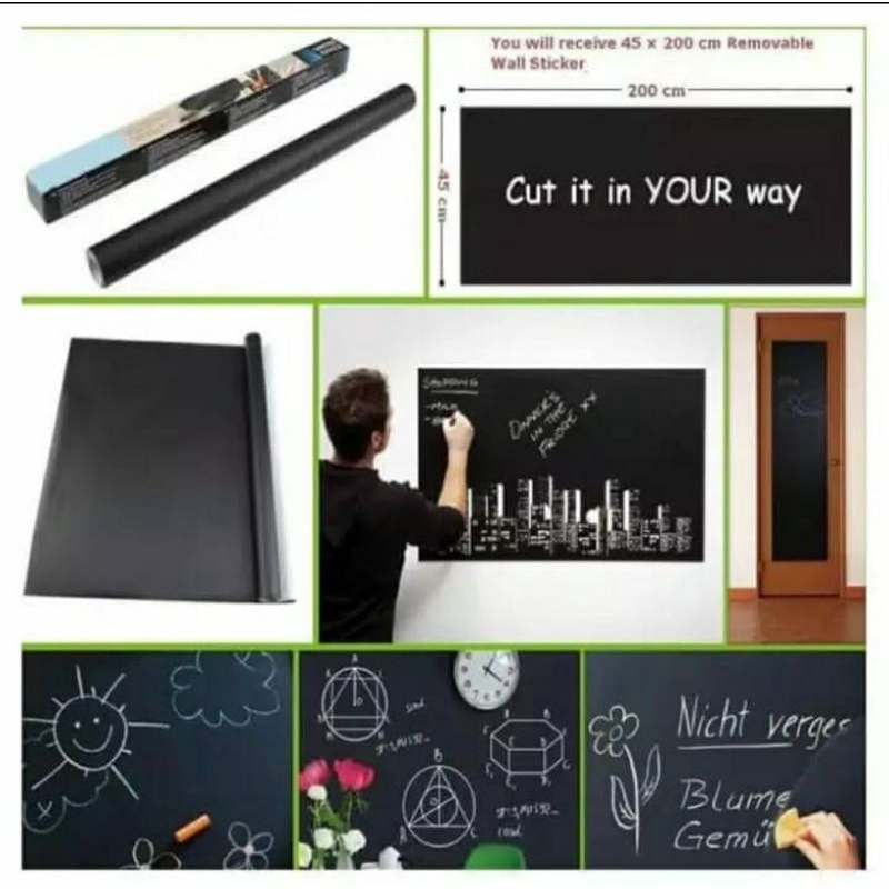 

Papan Tulis Black Board wallpaper sticker Warna HITAM Size 45cm x 100cm