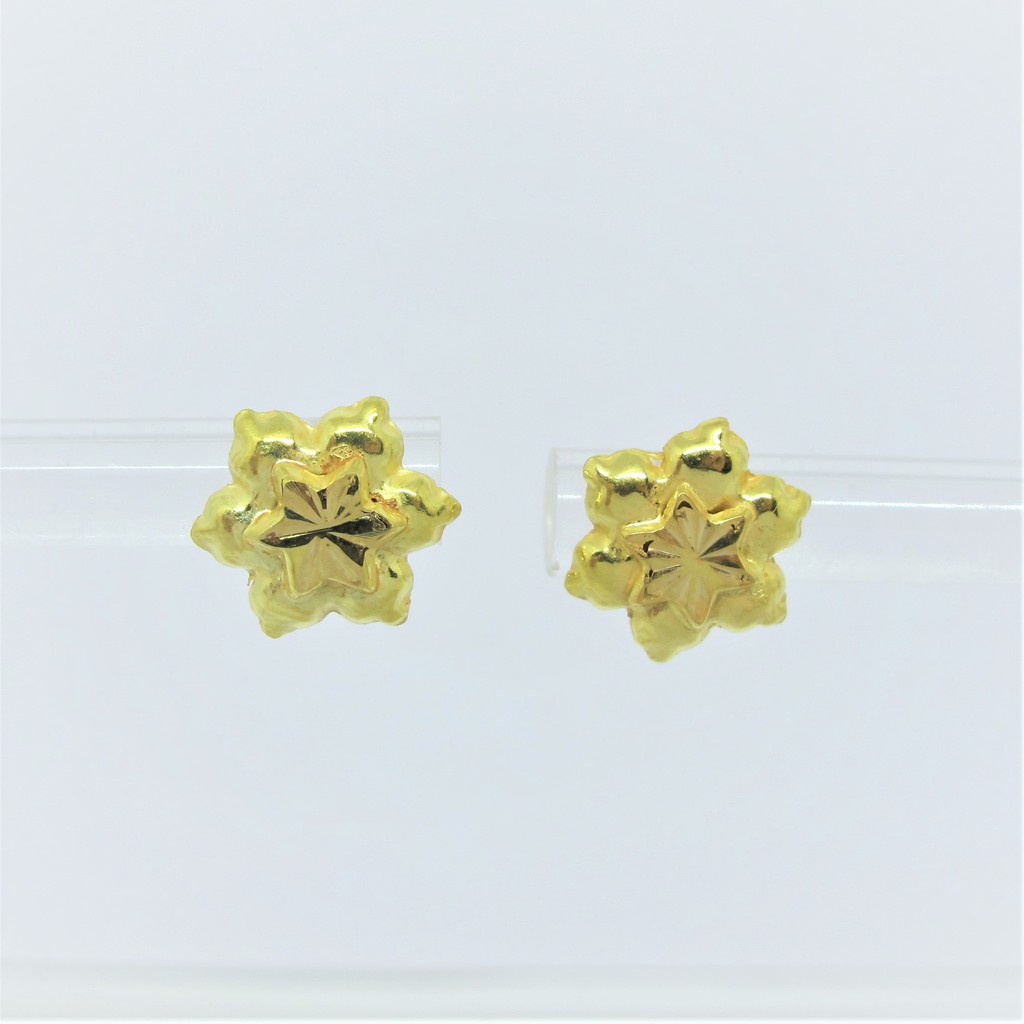 Anting duduk anak dan dewasa emas asli kadar 700 70% 22 16k bintang 0.5 g gr gram giwang kerabu paku