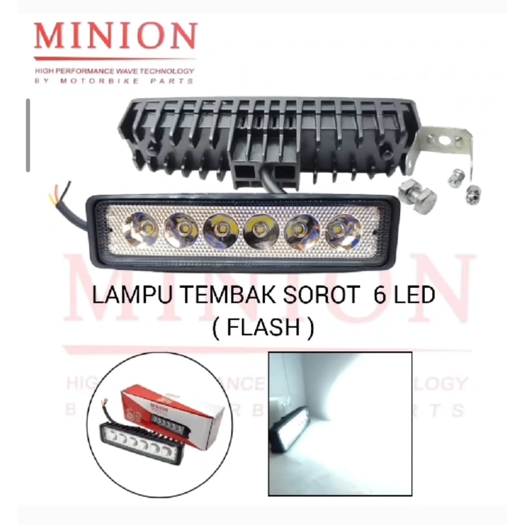 [OBRAL] Lampu Tembak LED Motor Paling Terang 6 Mata LED Panjang Blitz Flash Kedip Universal Semua Mo
