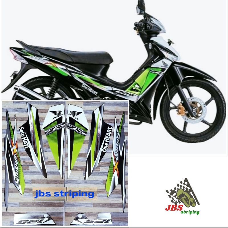 Stiker supra 125 r striping  Honda Supra X 125 R putih hijau tahun 2013 list body supra 125r