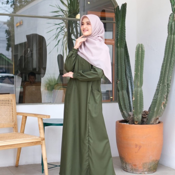 Gamis Wanita Polos Katun Toyobo Asli  Bahan Tebal dan Adem - Merah Marun, S