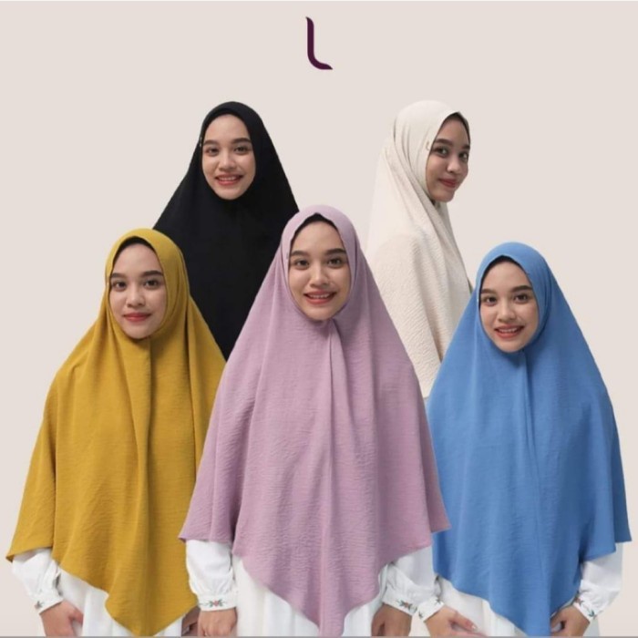 Khimar Texture Crincle Elzatta Hijab Bergo Instan Lansungan antem - sage