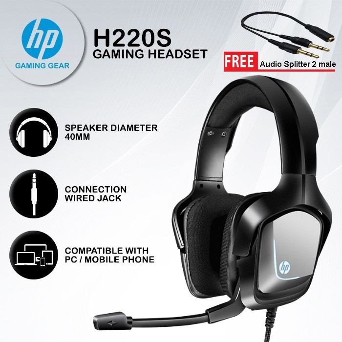 HP Headset Gaming H220S Mobile / PC Headset With Jack Splitter
