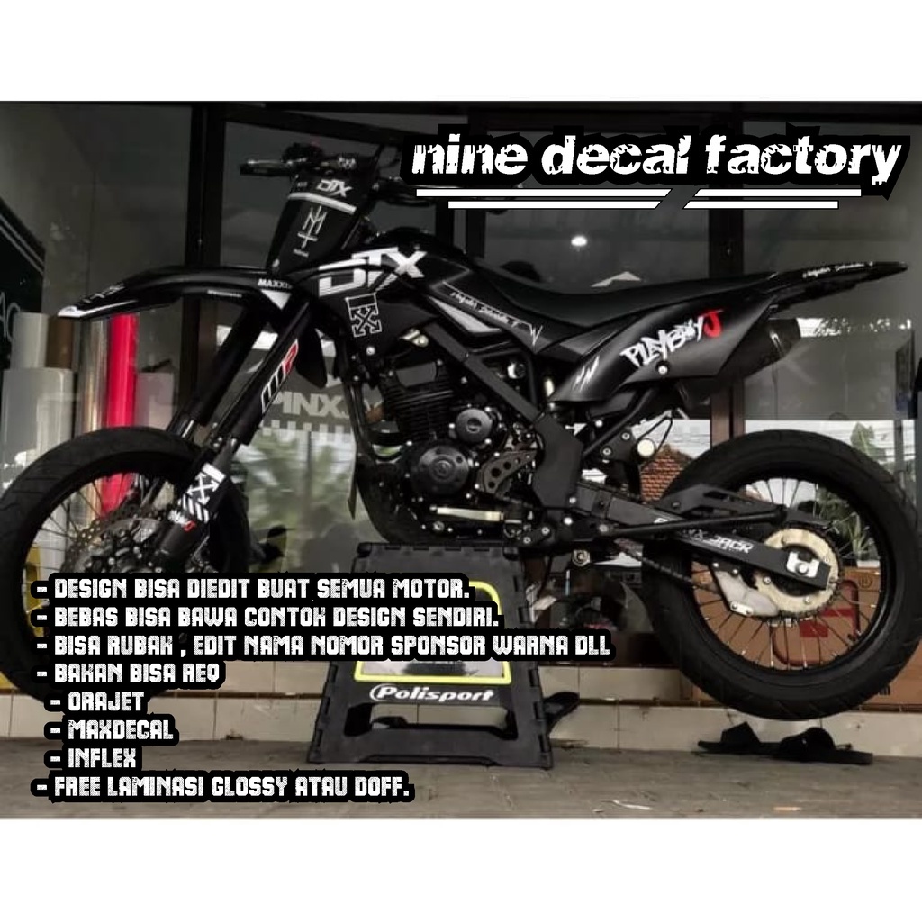 DECAL DTRACKER SUPERMOTO - DECAL DTRACKER HITAM - DECAL KLX BF SUPERMOTO TERLARIS