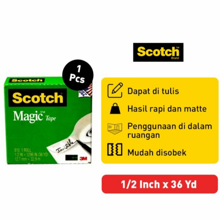 

3M Scotch Magic Tape Serbaguna ½ inch x 36 Yard