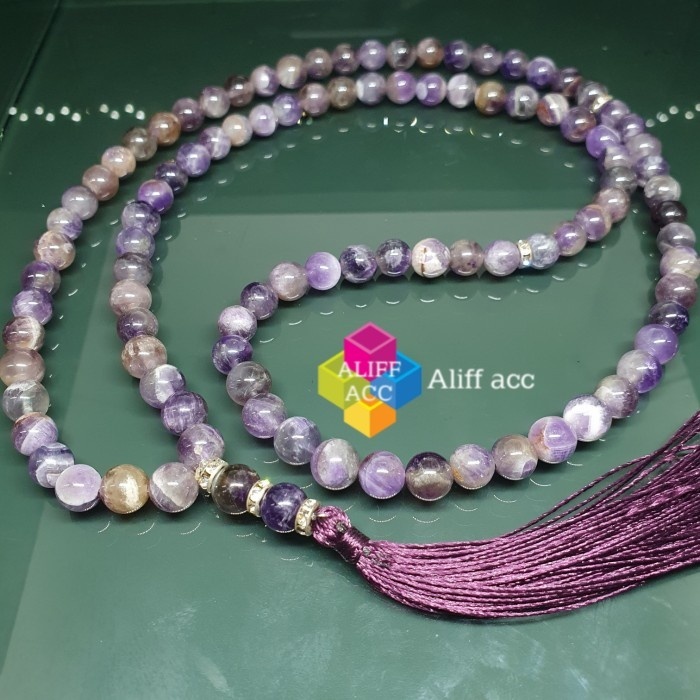 tasbih batu kecubung brazil 99 butir 8 mm 100%asli
