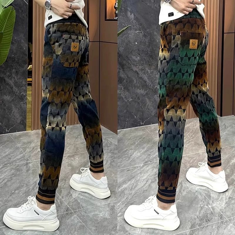 Versatile, fashionable, handsome, high-end printed pants