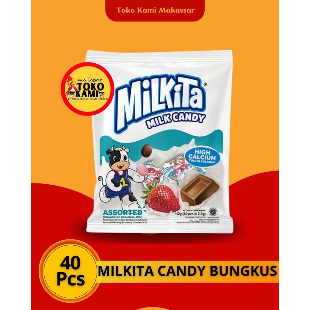 

Milkita Assorted Milk Candy (1 Bag Isi 40pcs) - Permen Susu Rasa Cokelat, Susu, Stroberi & Melon