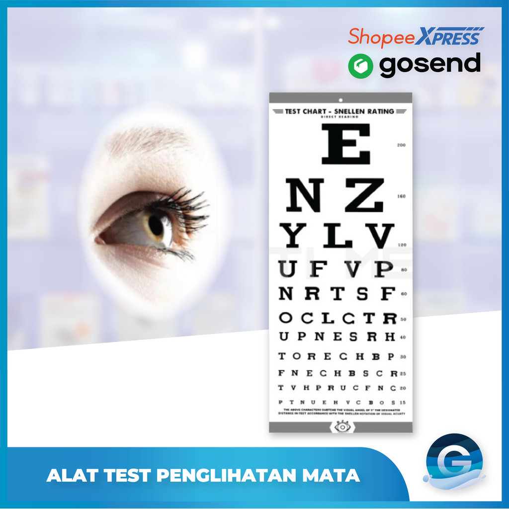 Snellen Chart / Alat Tes Mata Minus / Kertas Tes mata