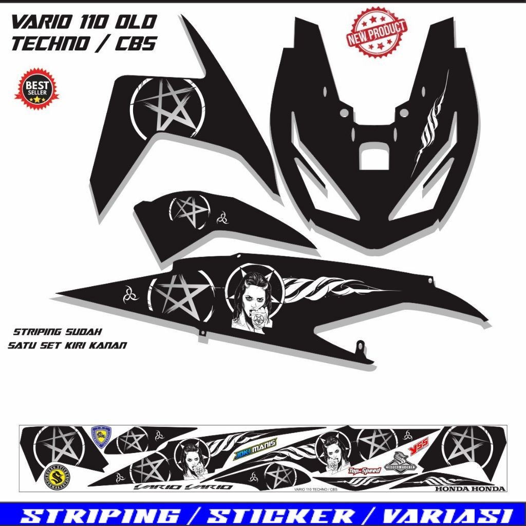 VARIASI SETRIPING STICKER MOTOR VARIO TECHNO OLD 110 /STIKER VARIO LAMA CARBU TECHNO 110 FI VARIASI