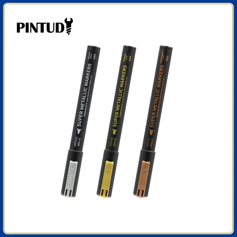 

DSPIAE MKS Super Metallic Markers 3 Colors Brush Pen Set Paint Tool Sets Model Tool One Pole Double Headed 0.5mm 2.0mm Pen Tip