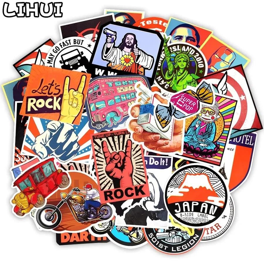 

50 PCS Retro Style Sticker Graffiti Travel Funny JDM Stickers for DIY Sticker on Suitcase Luggage Laptop Bicycle Skateboard Car