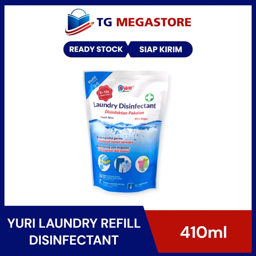 Yuri Laundry Refill Disinfectant / Disinfektan Pakaian 410ml Fresh Mint