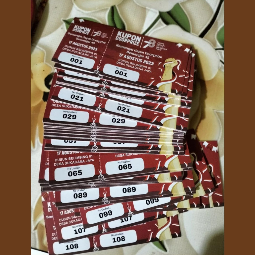 

KUPON / KUPON UNDIAN / KARCIS / KARCIS PARKIR RETRIBUSI / KUPON JALAN SEHAT / KUPON GOWES / TIKET MASUK / VOUCHER