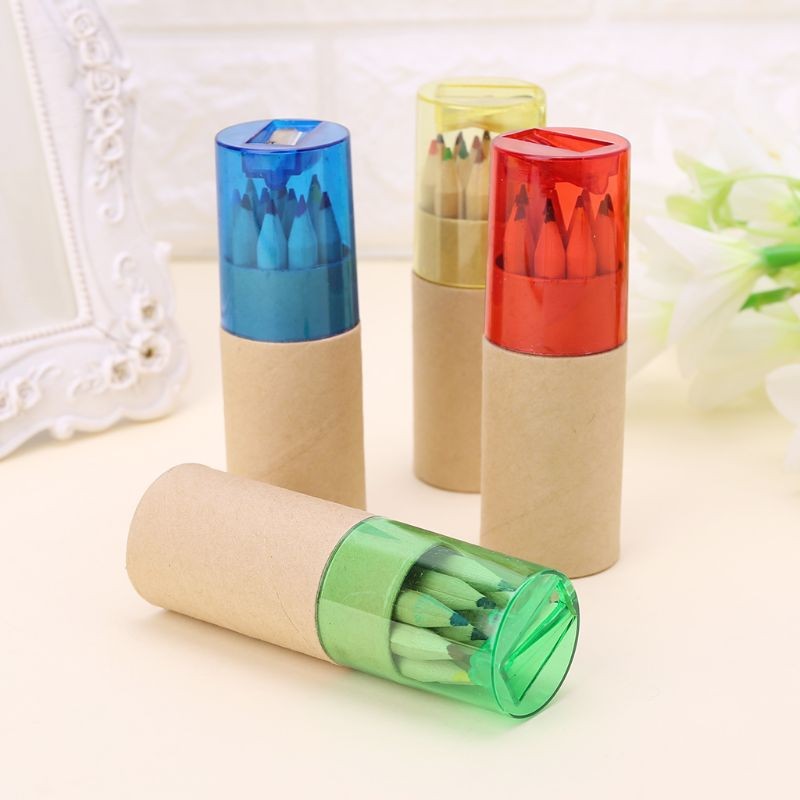

12Pc Wooden 12 Colors Painting Writing Pencils W/ Sharpener Mini Cute Child Gift
