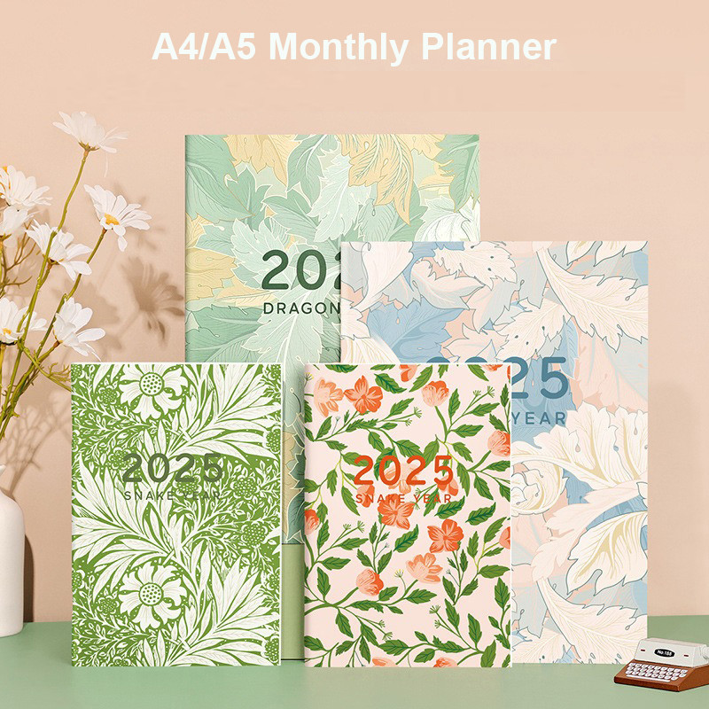 

2025 Monthly Planner Calendar Book 24 Sheets A4/A5 Notepad Easily Organize Plan Create for Work Meeting School Journal Daily Use