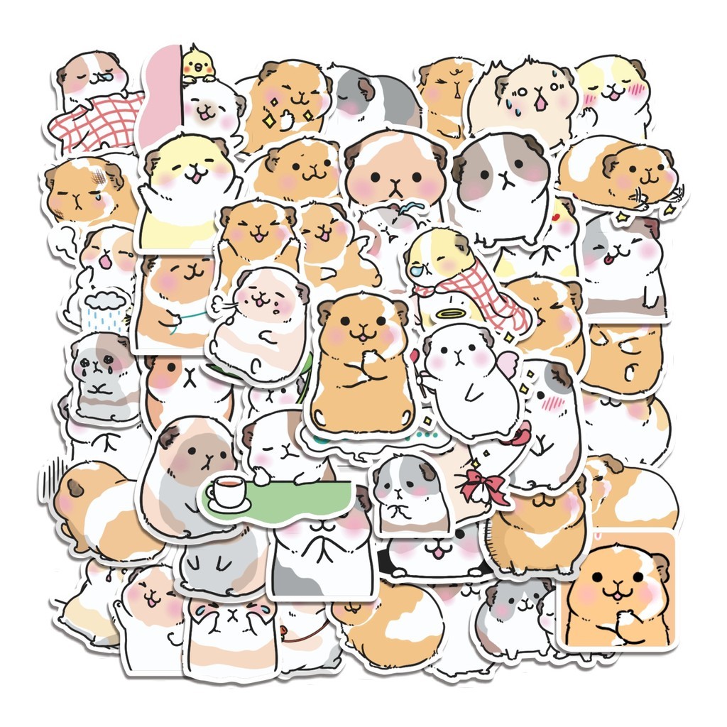 

COD 50 Pcs Stiker Tattsun Guinea Pig Lucu Anti Air Untuk Dekorasi Notebook Sepeda Skateboard Handphone