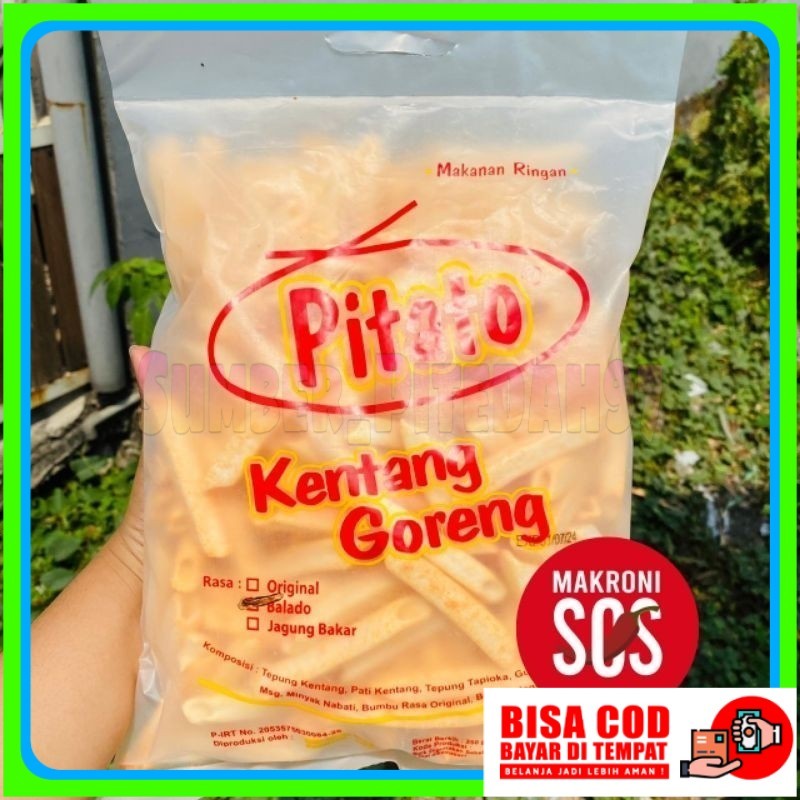 

Makaroni SOS - Pitato Snack Kentang Goreng Balado Pedas Kemasan 250Gr