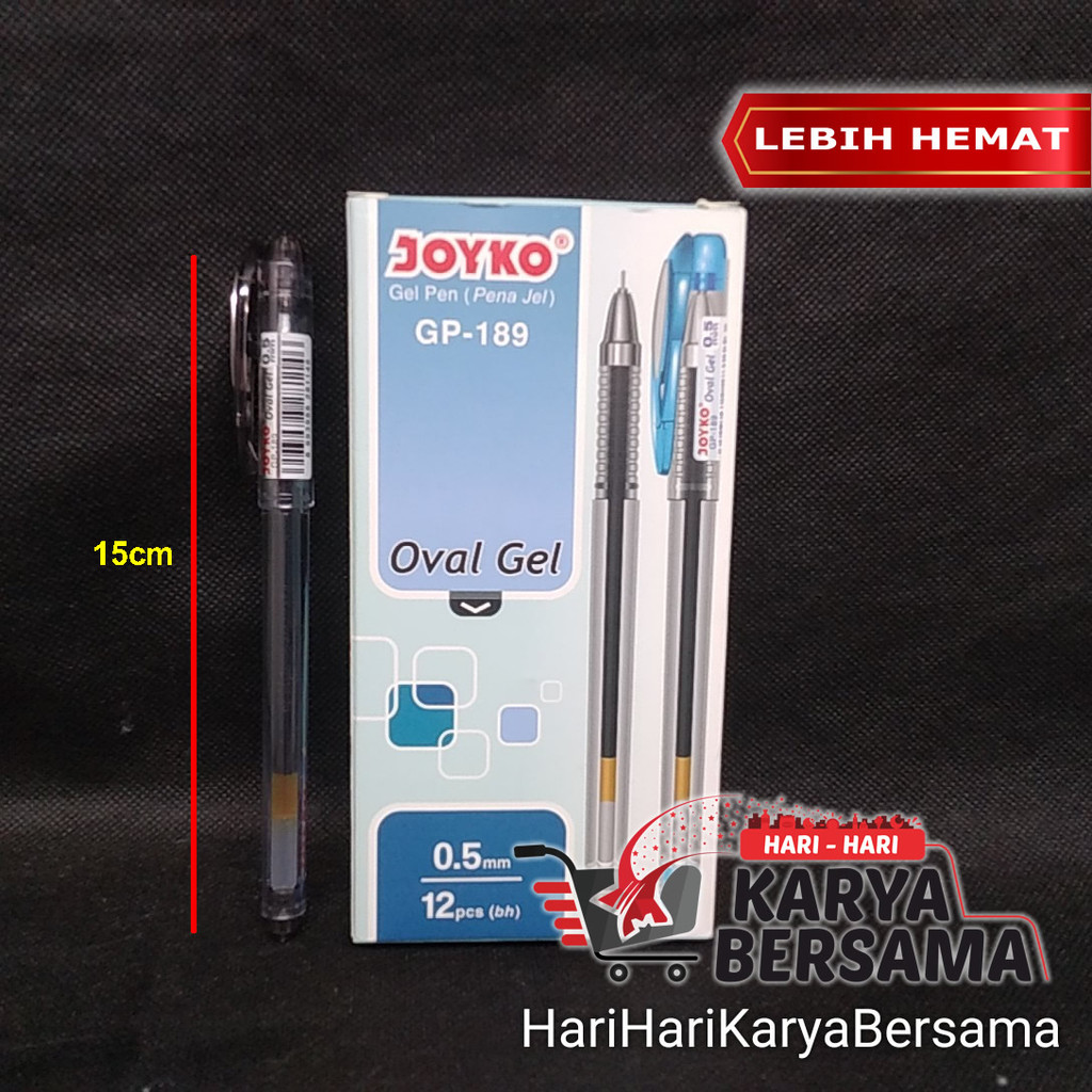 

PULPEN HITAM JOYKO GEL PEN BLACK GP-189 PENA JEL 0.5MM ISI 12 PCS