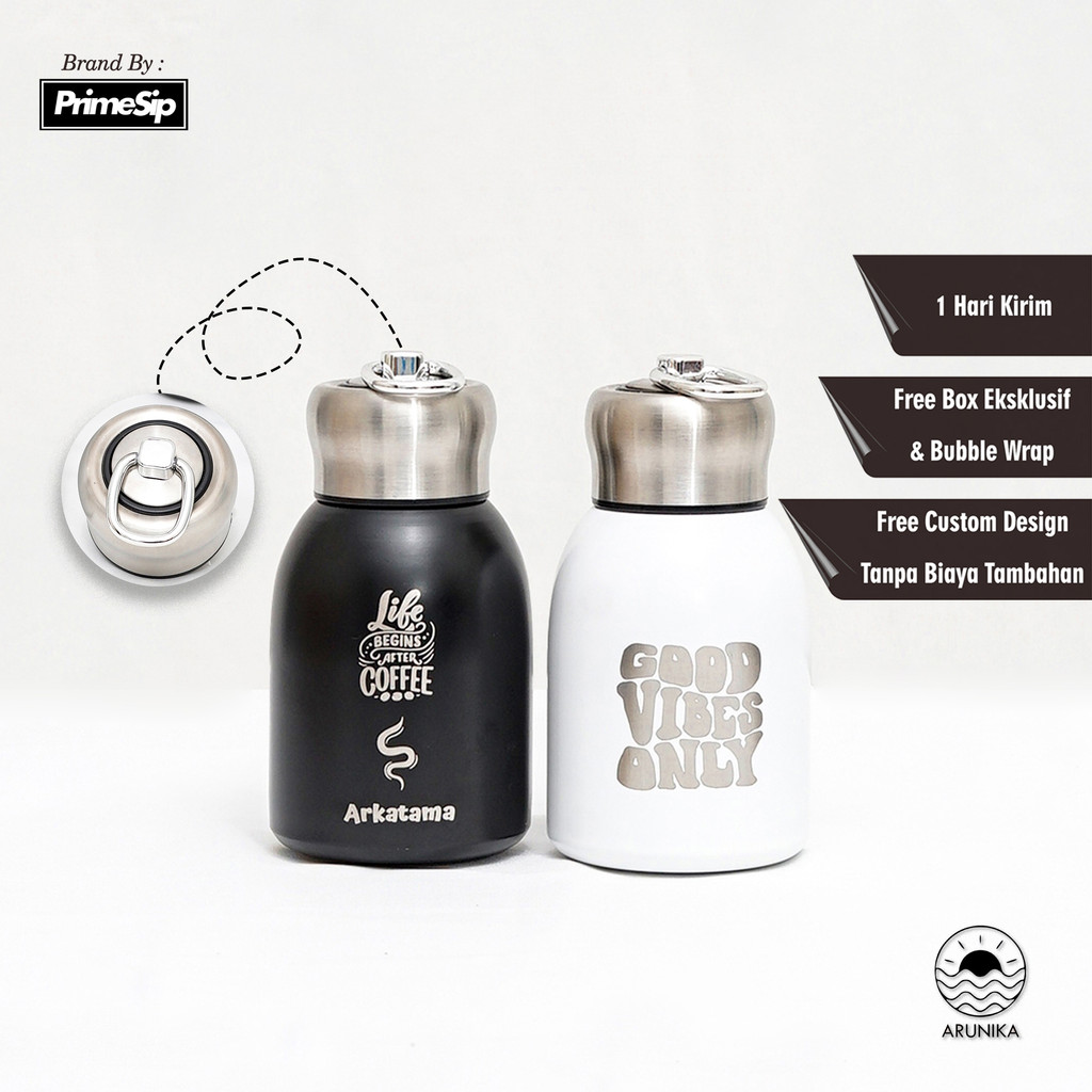 Tumbler Mini Coffe Custom Grafir 280ml Termos Stainlees Gemoy Tahan Panas Dingin Botol Air Minum kop