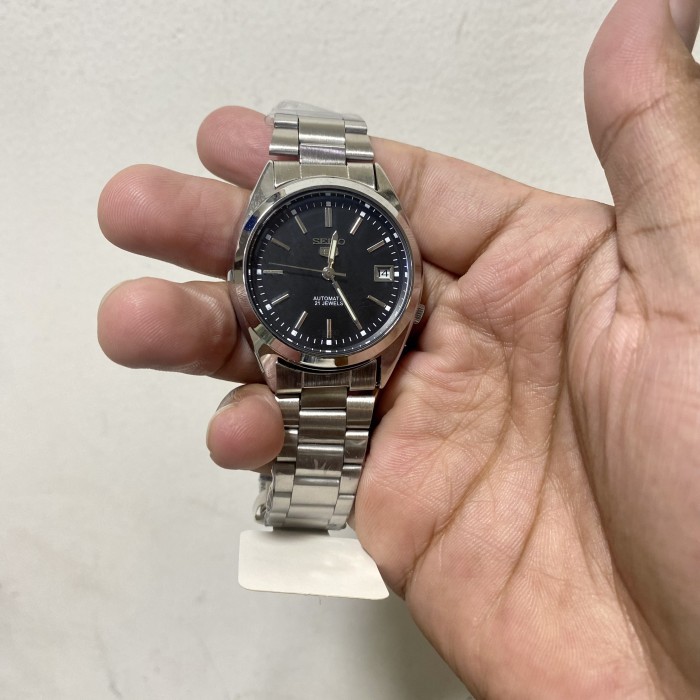 ✨E.SYO✨ - TERLARIS jam tangan seiko 5 automatic rantai Jam tangan Pria/Wanita D.38mm - Silver hitam