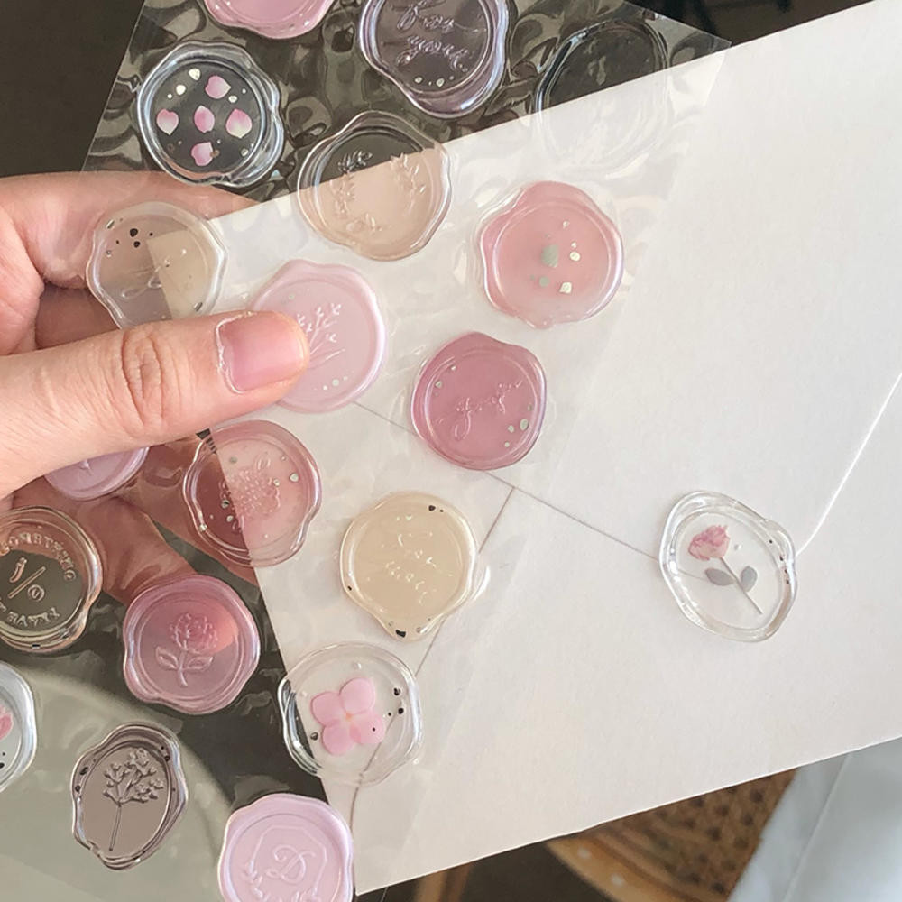 

Vintage Wax Seal Stamp Stickers Diy Scrapbooking Journal Planner Decoration Korean Stationery Kawaii Envelope Sealing Tags