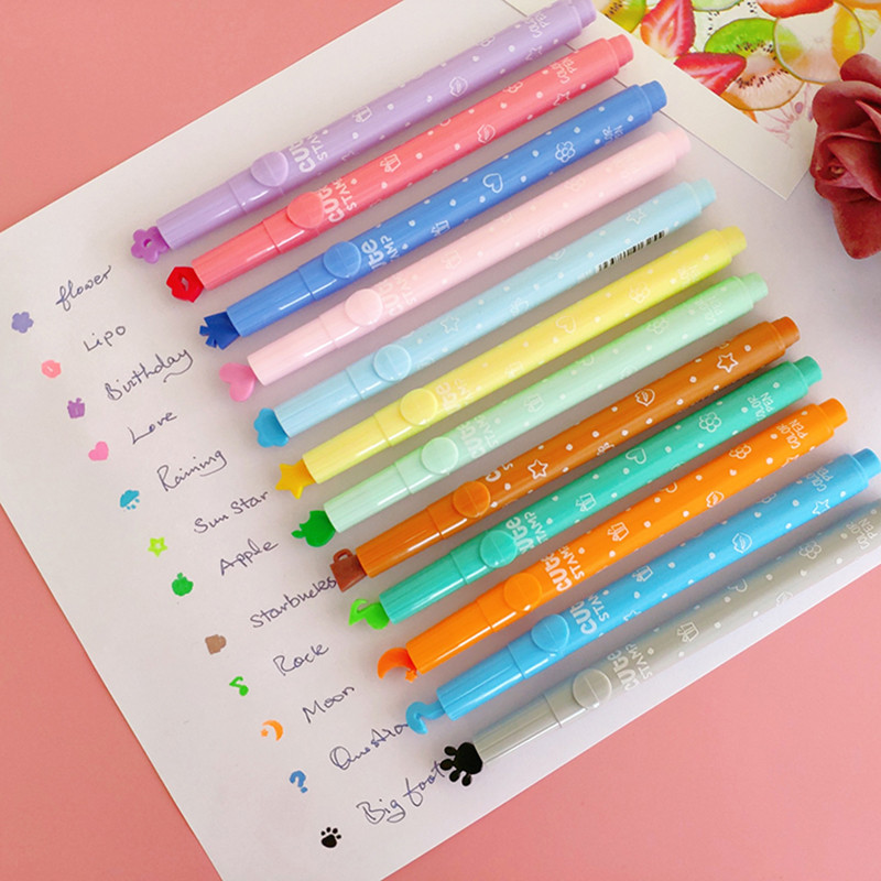 

12pcs Colorful Ink Stamp Pen Set Highlighter Fun Learning Tool for Kids Perfect DIY Gift