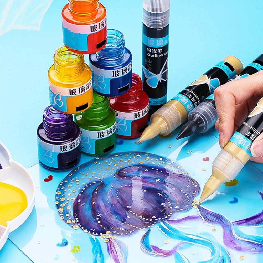 

Adults Glass Paint Vibrant Glass Paint for Wine Bottles Ceramics Safe Pigment for Light Bulbs Stained Glass Color for Projects