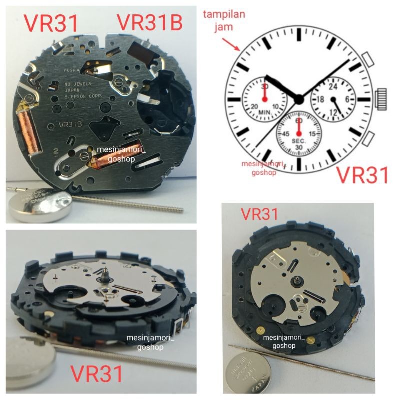 mesin jam VR31 VR31B VR34 VR34B original japan