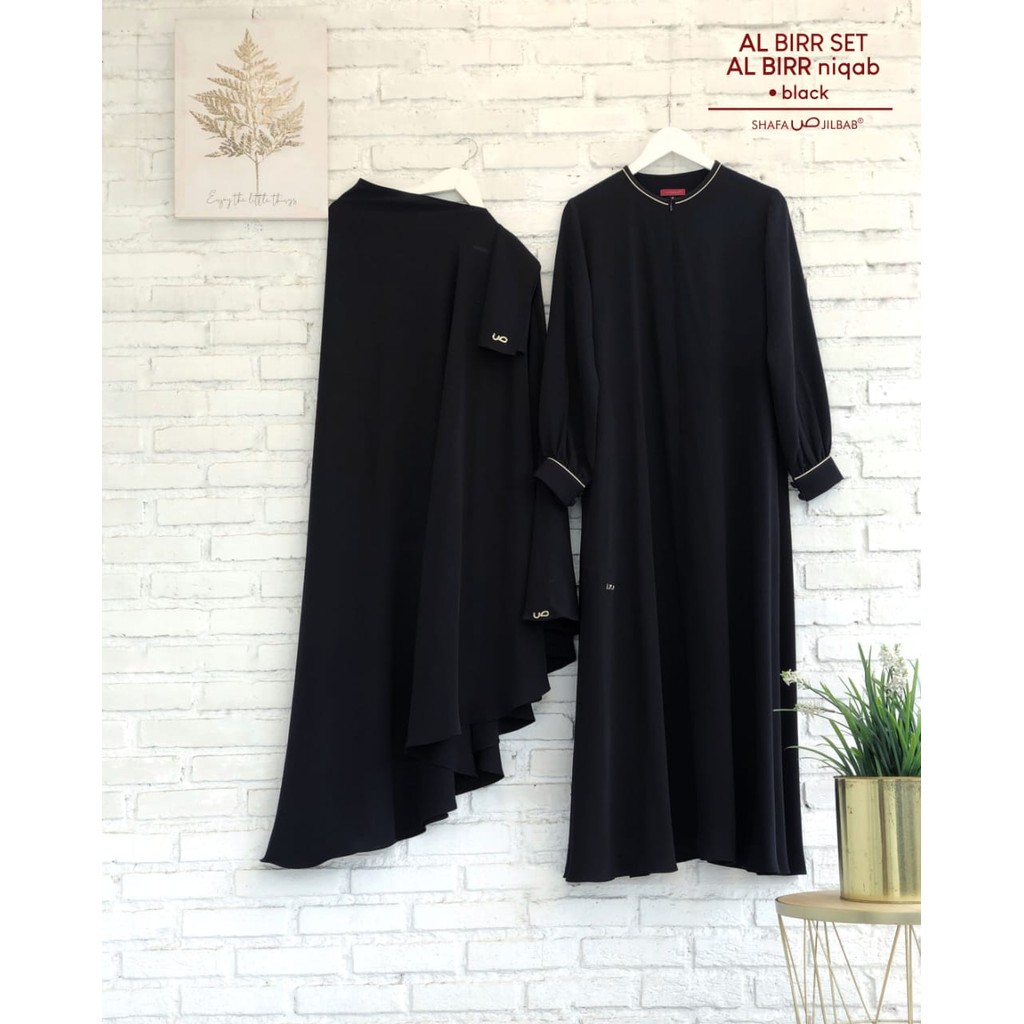 gamis set khimar al birr black shafa jilbab