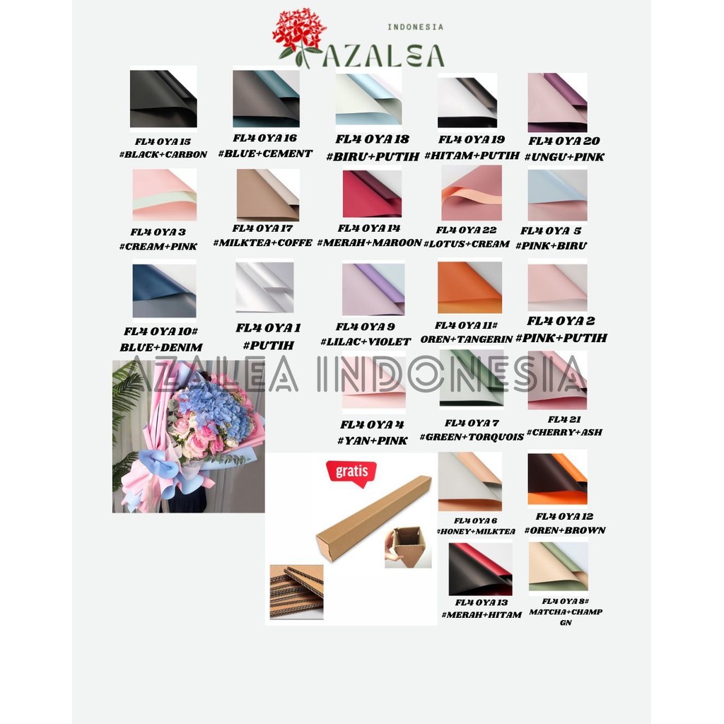 

AZALEA - (5 LEMBAR) - FL4 OYA SMALL 38.5*45cm Kertas Bunga Buket Dua Warna Bi Color/Kertas Buket Bunga Florist Cellophane