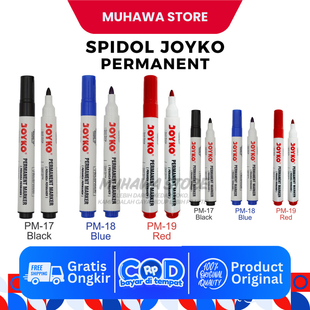 

JOYKO PERMANENT MARKER ECERAN Spidol Permanen Round Tip SATUAN