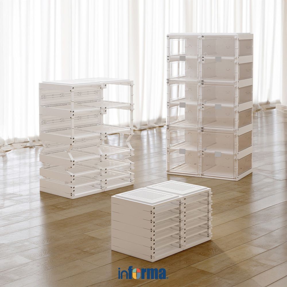 Informa Brooklyn Rak Sepatu 8 Tingkat - Putih Shoe Rack Organizer Sandal Sepatu Kabinet Alas Kaki Te