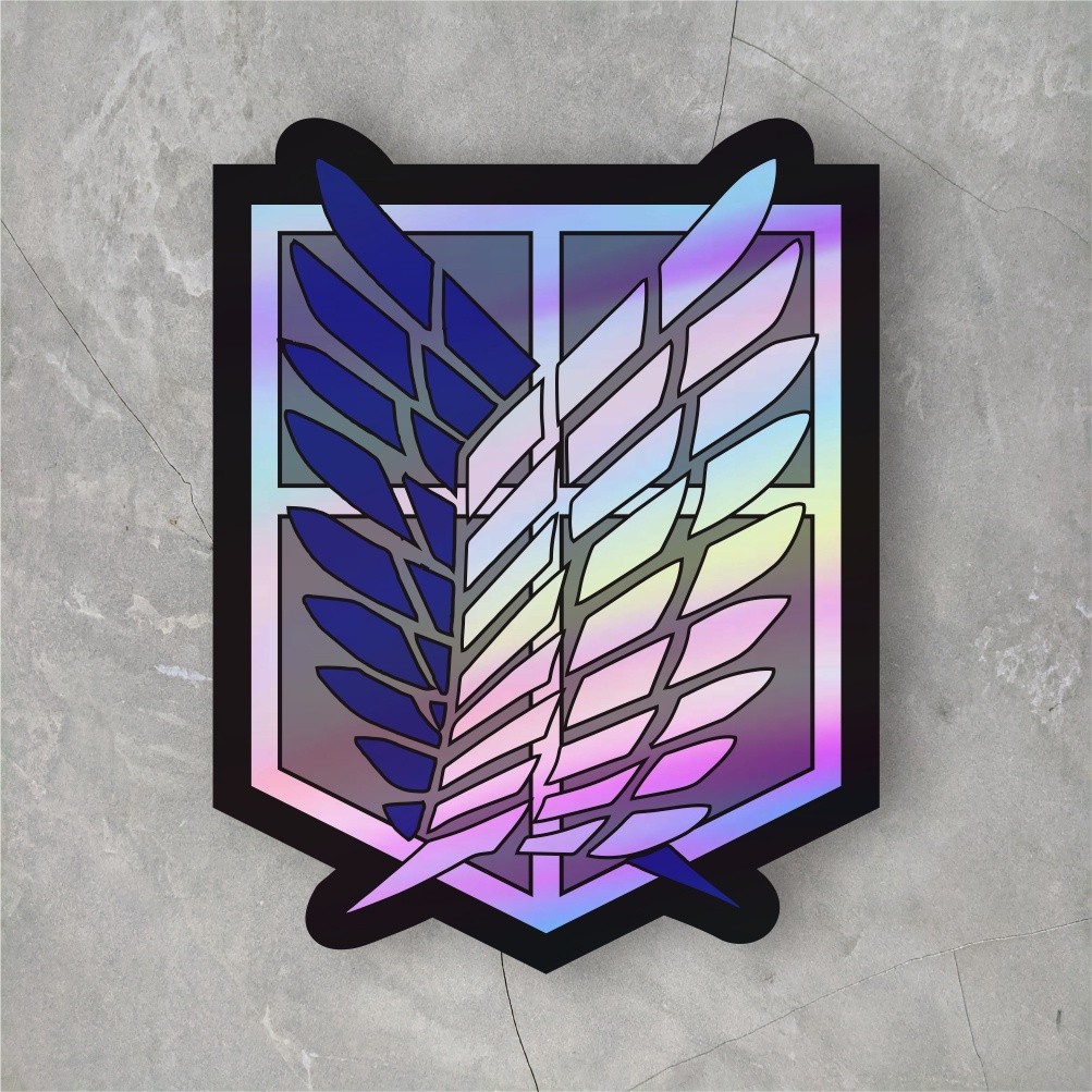 

Sticker Hologram Attack On Titan | Sticker Anime Hologram ukuran 7 cm