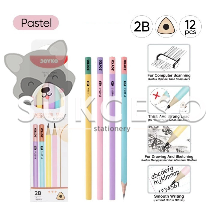 

Joyko Triangle Grip Pencil P-8144 - Pensil LUSINAN Pastel Color Murah