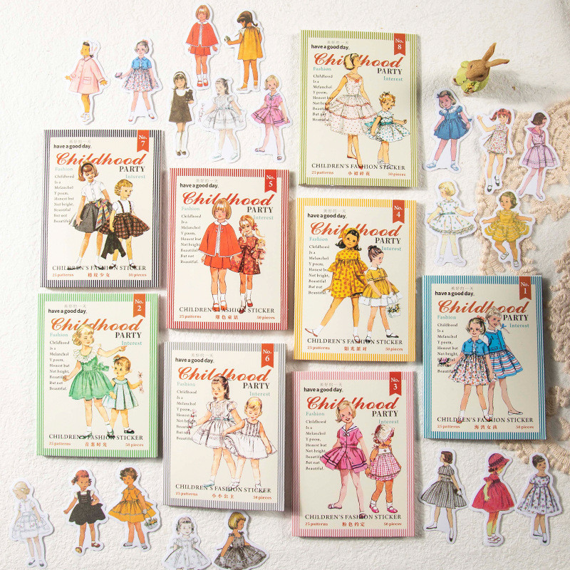 

50pcs/lot Kawaii Stationery Stickers Childhood party Junk journaling stickers Planner Decorative Mobile Scrapbooking Supplies