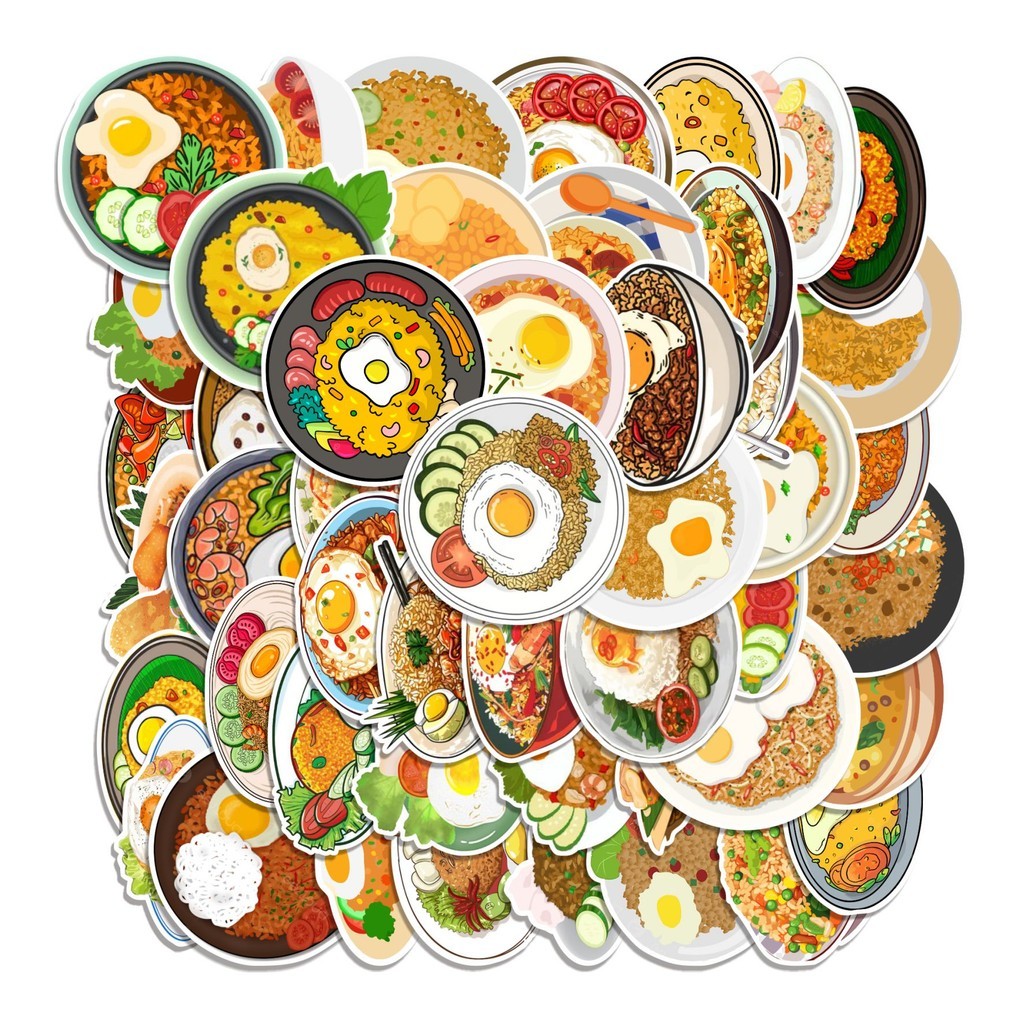 

COD 50 Pcs Stiker NASI GORENG CARTOON Lucu Anti Air Untuk Dekorasi Notebook Sepeda Skateboard Handphone
